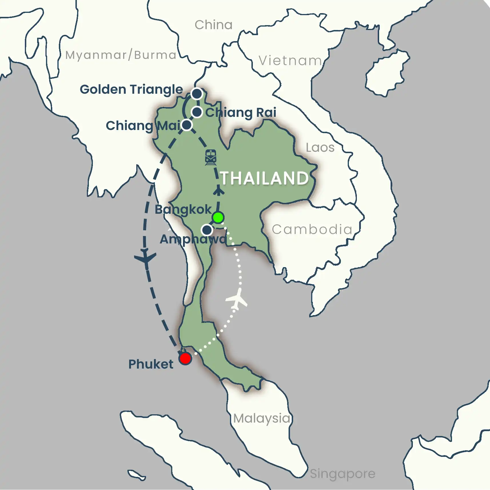 THAILAND vegan tour map no Legend