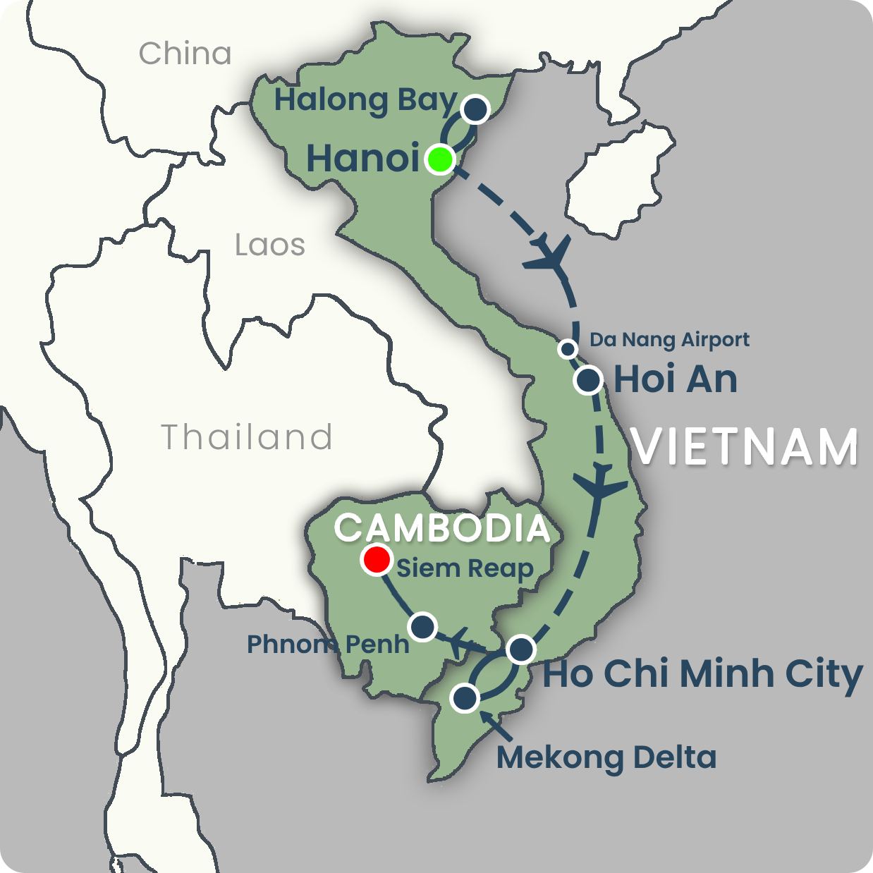 VIETNAM & CAMBODIA no Legend