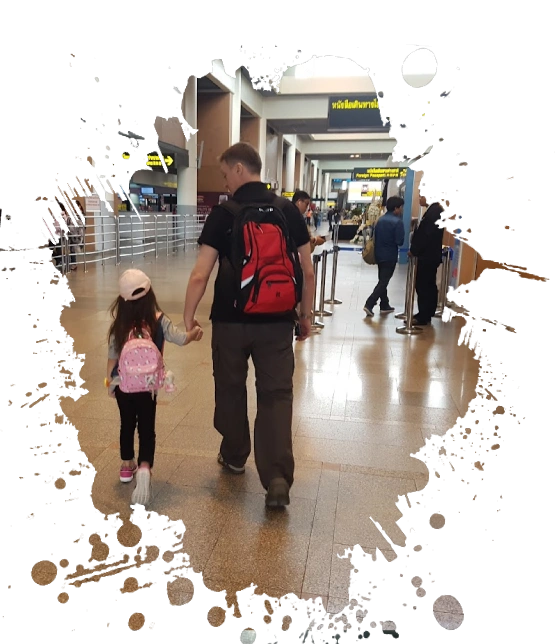 Martin and Yaya at the airport