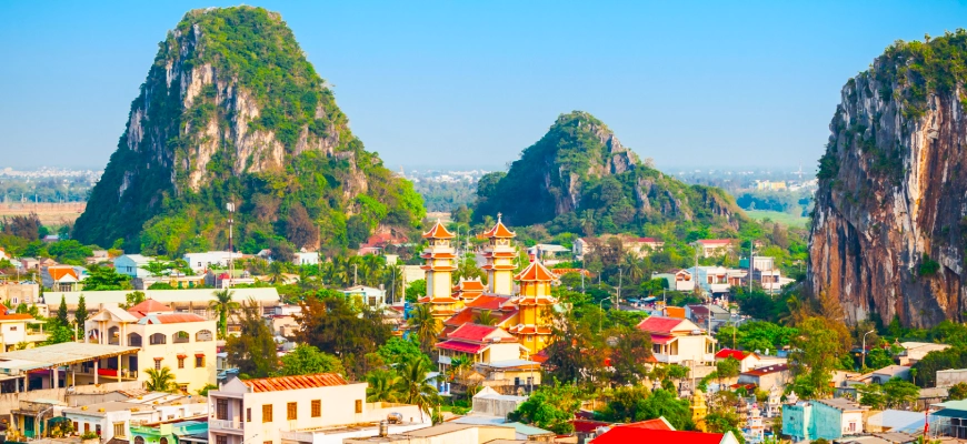 Marble Mountain in Da Nang on route from Hue to Hoi an on a GoVegan Travel Vietnam tour