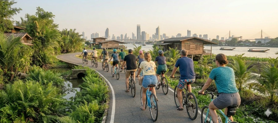 Green Lung Cycling on a Thailand vegan group tour