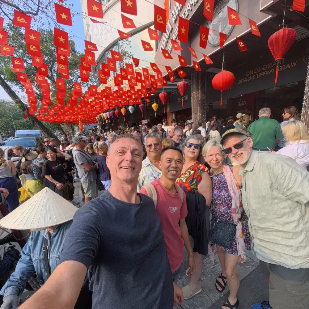 Outside the Water Puppet Theatre in Hanoi, Vietnam